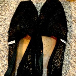Black Lace Crochet TOMS 7.5